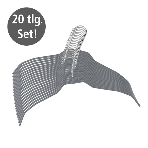 Set 20 umerase Alessia, Wenko, 41x0.5x21.5 cm, metal/PVC, argintiu/gri