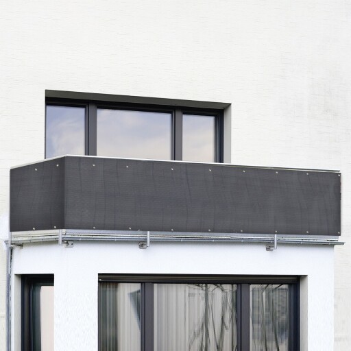 Folie paravan pentru balcon si gradina Anthrazit Uni, Maximex, 500x85 cm, PVC/poliamida, antracit/negru