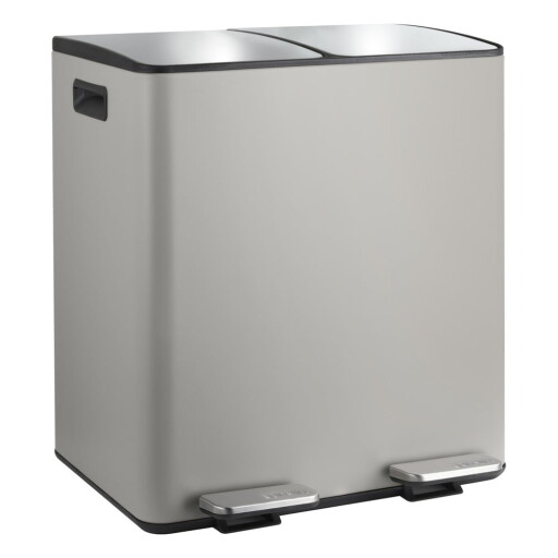 Coș de gunoi taupe pentru reciclare/cu pedală 2x20 l din oțel Aliya – Spirella