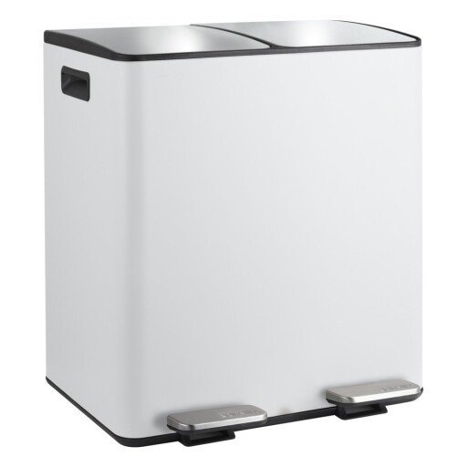 Coș de gunoi alb mat pentru reciclare/cu pedală 2x20 l din oțel Aliya – Spirella