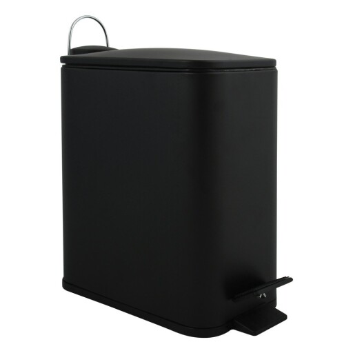 Coș de gunoi negru mat cu pedală din oțel 5 l Erik – Spirella