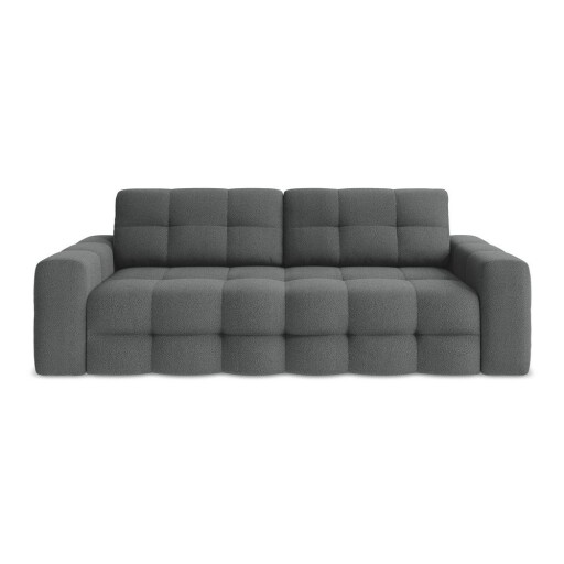 Canapea gri închis extensibilă cu tapițerie din țesătură bouclé 255 cm Milu – Makamii