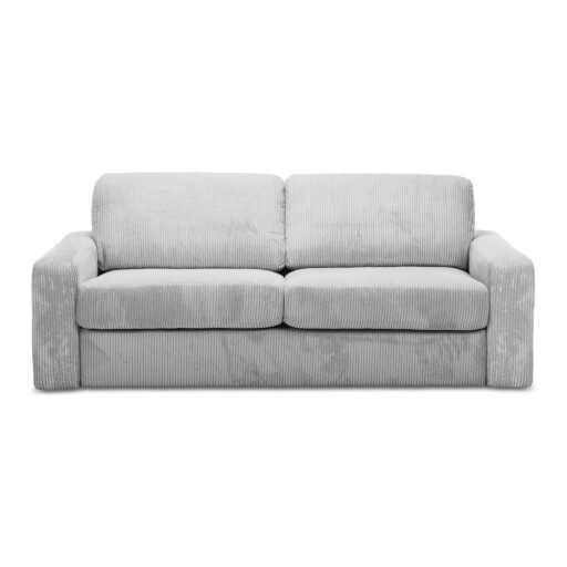Canapea gri deschis extensibilă cu tapițerie din catifea reiată 195 cm Nona – Makamii