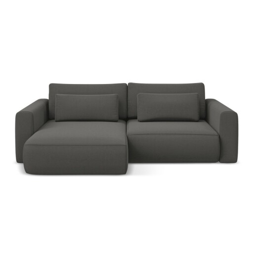 Colțar gri închis extensibil/cu spațiu de depozitare cu tapițerie din catifea (cu colț pe partea stângă/cu șezlong) Kapua – Makamii