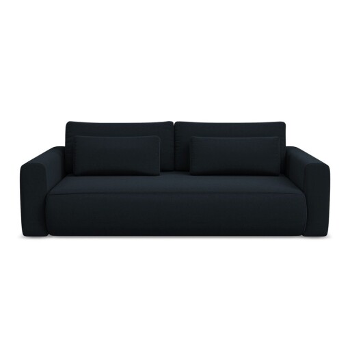 Canapea albastru-închis extensibilă/cu spațiu de depozitare cu tapițerie din catifea 238 cm Kapua – Makamii