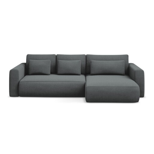 Colțar gri închis extensibil/cu spațiu de depozitare (cu colț pe partea dreaptă/cu șezlong) Kapua – Makamii