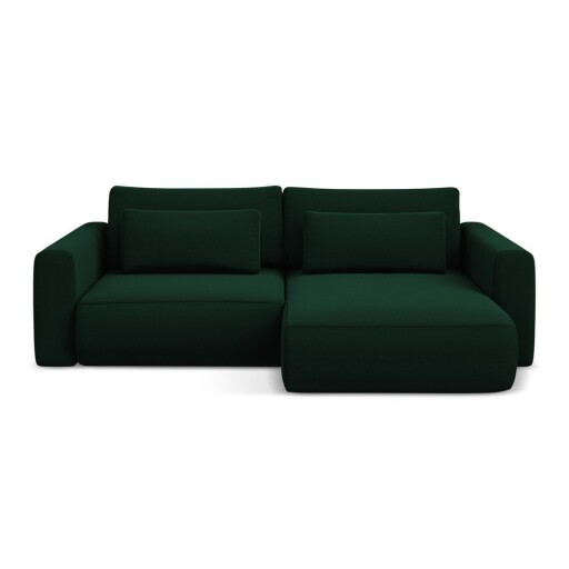 Colțar verde extensibil/cu spațiu de depozitare cu tapițerie din catifea (cu colț pe partea dreaptă/cu șezlong) Kapua – Makamii