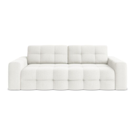 Canapea albă extensibilă cu tapițerie din țesătură bouclé 255 cm Milu – Makamii