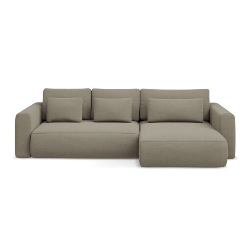 Colțar maro deschis extensibil/cu spațiu de depozitare (cu colț pe partea dreaptă/cu șezlong) Kapua – Makamii