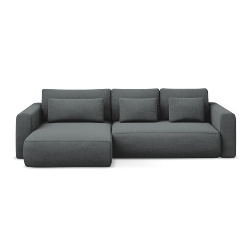 Colțar gri închis extensibil/cu spațiu de depozitare (cu colț pe partea stângă/cu șezlong) Kapua – Makamii