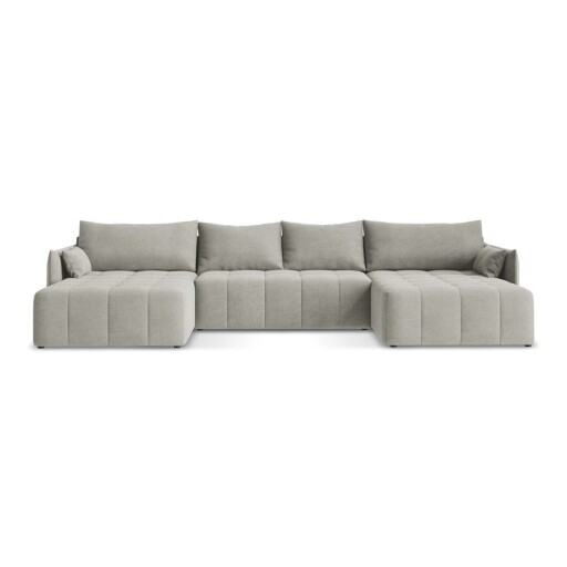 Colțar gri deschis extensibil/cu spațiu de depozitare (în formă de "U") Moku – Makamii