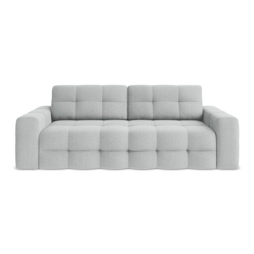 Canapea gri deschis extensibilă cu tapițerie din țesătură bouclé 255 cm Milu – Makamii