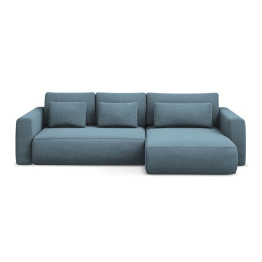 Colțar albastru deschis extensibil/cu spațiu de depozitare (cu colț pe partea dreaptă/cu șezlong) Kapua – Makamii