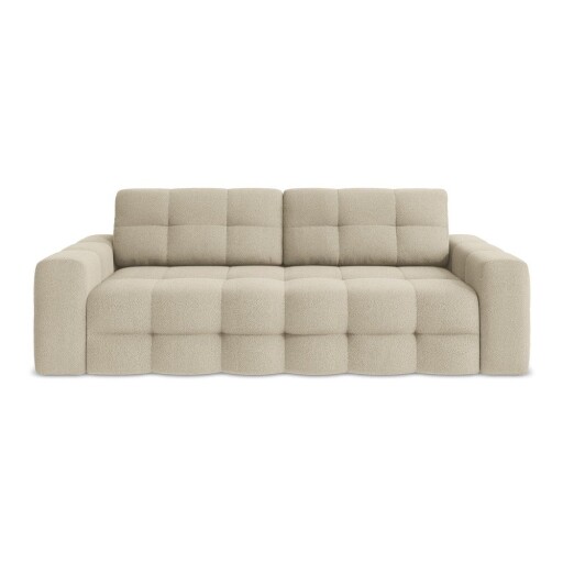 Canapea maro deschis extensibilă cu tapițerie din țesătură bouclé 255 cm Milu – Makamii