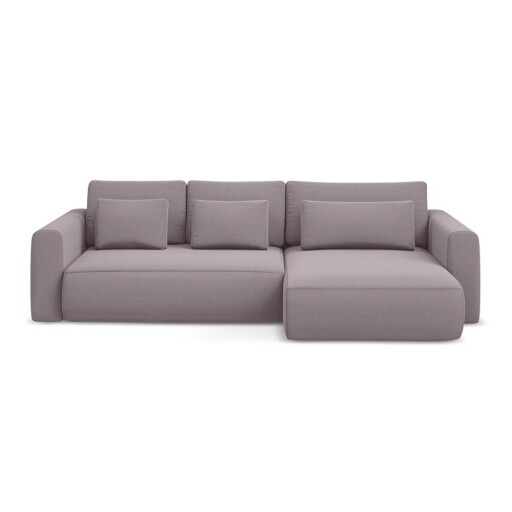 Colțar mov lavandă extensibil/cu spațiu de depozitare cu tapițerie din catifea (cu colț pe partea dreaptă/cu șezlong) Kapua – Makamii