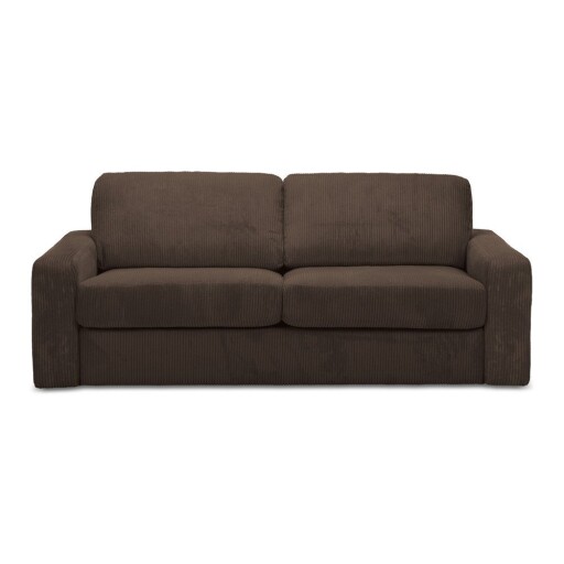 Canapea maro extensibilă cu tapițerie din catifea reiată 195 cm Nona – Makamii
