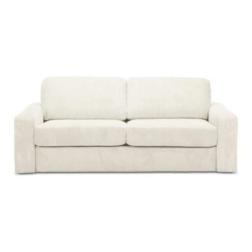 Canapea bej extensibilă cu tapițerie din catifea reiată 195 cm Nona – Makamii