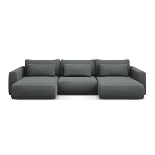 Colțar gri închis extensibil/cu spațiu de depozitare (în formă de "U") Kapua – Makamii