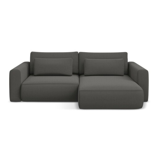 Colțar gri închis extensibil/cu spațiu de depozitare cu tapițerie din catifea (cu colț pe partea dreaptă/cu șezlong) Kapua – Makamii