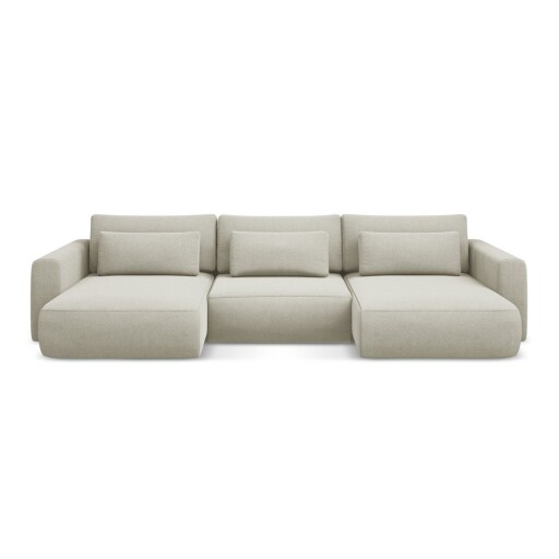 Colțar bej extensibil/cu spațiu de depozitare (în formă de "U") Kapua – Makamii