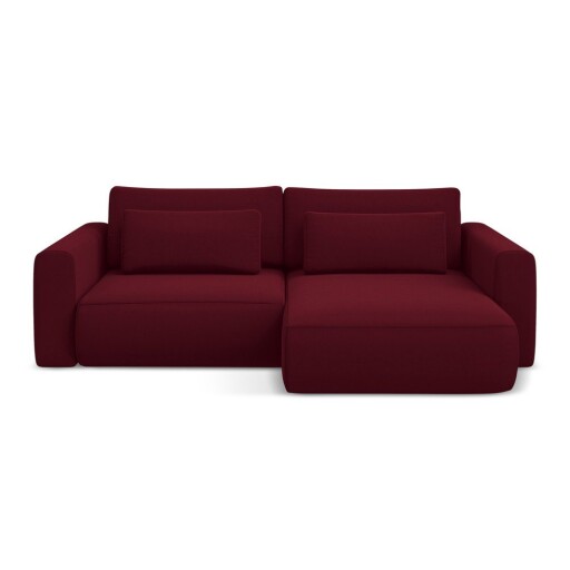 Colțar burgundy extensibil/cu spațiu de depozitare cu tapițerie din catifea (cu colț pe partea dreaptă/cu șezlong) Kapua – Makamii