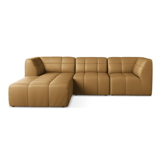 Colțar maro cu tapițerie din imitație de piele (cu colț pe partea stângă/cu șezlong) Aloha – Makamii