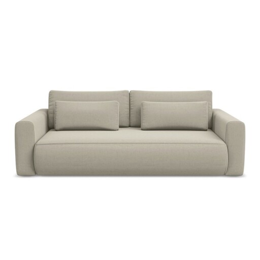 Canapea bej extensibilă/cu spațiu de depozitare cu tapițerie din catifea 238 cm Kapua – Makamii