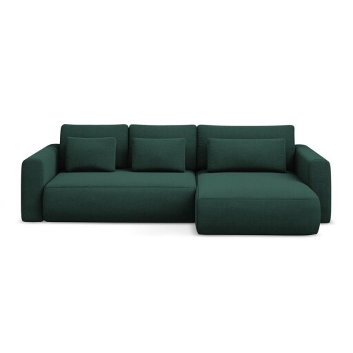 Colțar verde extensibil/cu spațiu de depozitare (cu colț pe partea dreaptă/cu șezlong) Kapua – Makamii