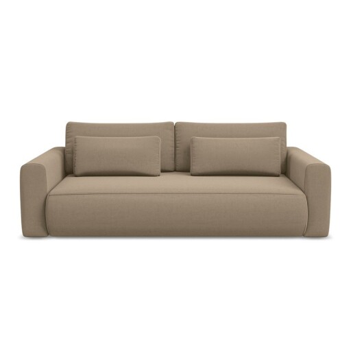 Canapea maro deschis extensibilă/cu spațiu de depozitare cu tapițerie din catifea 238 cm Kapua – Makamii