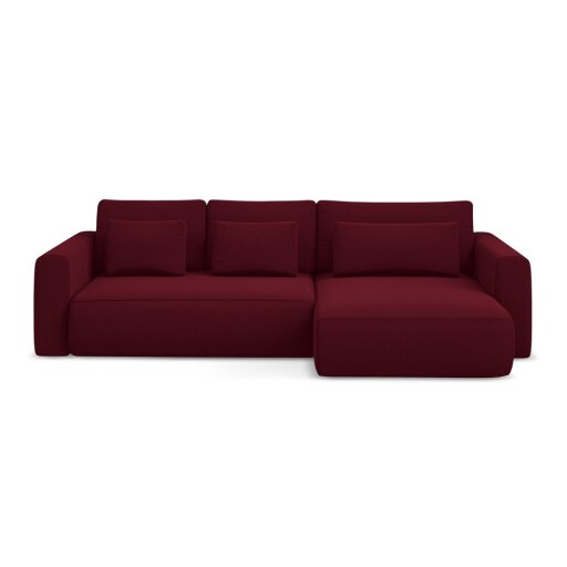 Colțar burgundy extensibil/cu spațiu de depozitare cu tapițerie din catifea (cu colț pe partea dreaptă/cu șezlong) Kapua – Makamii