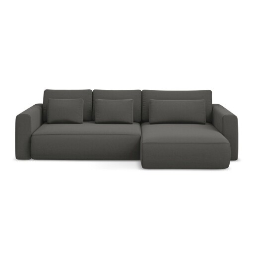 Colțar gri închis extensibil/cu spațiu de depozitare cu tapițerie din catifea (cu colț pe partea dreaptă/cu șezlong) Kapua – Makamii