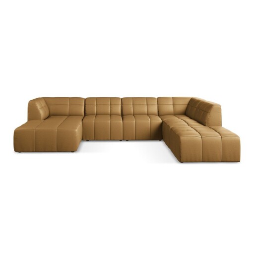 Colțar maro cu tapițerie din imitație de piele (în formă de "U") Aloha – Makamii