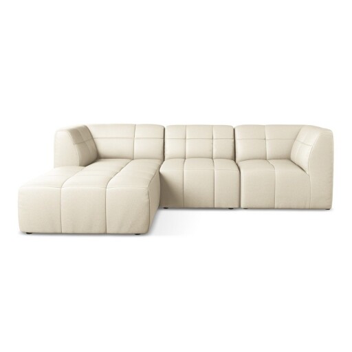 Colțar bej cu tapițerie din imitație de piele (cu colț pe partea stângă/cu șezlong) Aloha – Makamii