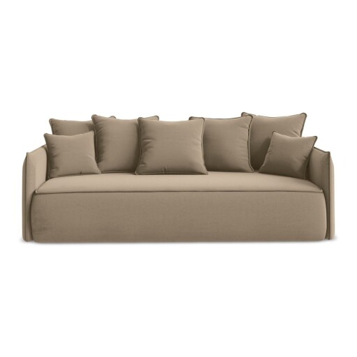 Canapea maro deschis extensibilă/cu spațiu de depozitare cu tapițerie din catifea 225 cm Hula – Makamii