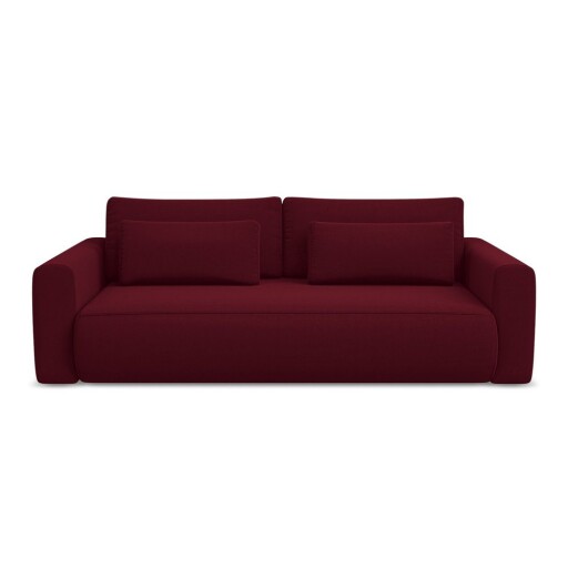 Canapea burgundy extensibilă/cu spațiu de depozitare cu tapițerie din catifea 238 cm Kapua – Makamii