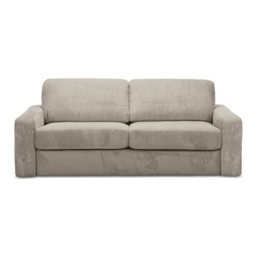 Canapea maro deschis extensibilă cu tapițerie din catifea reiată 195 cm Nona – Makamii
