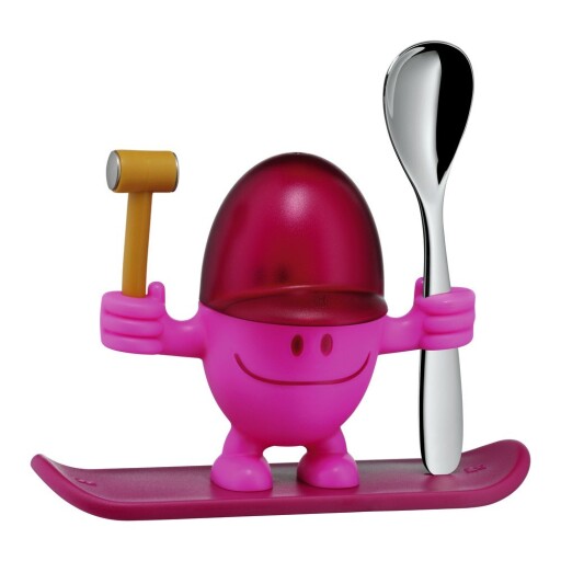 Suport pentru ou cu lingură WMF Cromargan® Mc Egg, roșu - roz