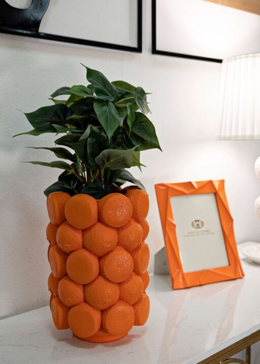 Suport ghiveci Orange, Mauro Ferretti, 19x28 cm, polirasina, portocaliu