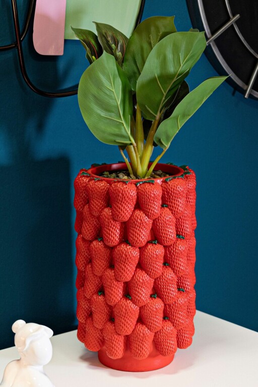 Suport ghiveci Strawberry, Mauro Ferretti, 20x32 cm, polirasina, rosu