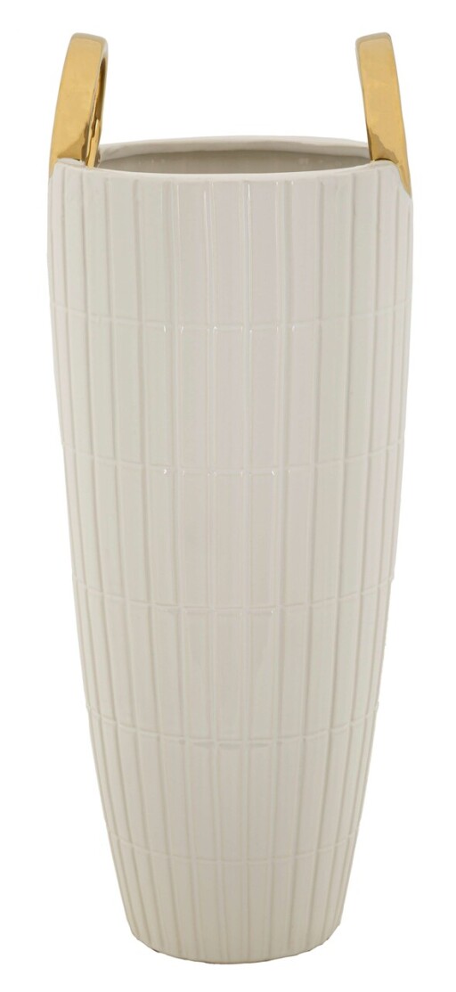 Vaza decorativa Shopping, Mauro Ferretti, 18x45 cm, ceramica, alb/auriu