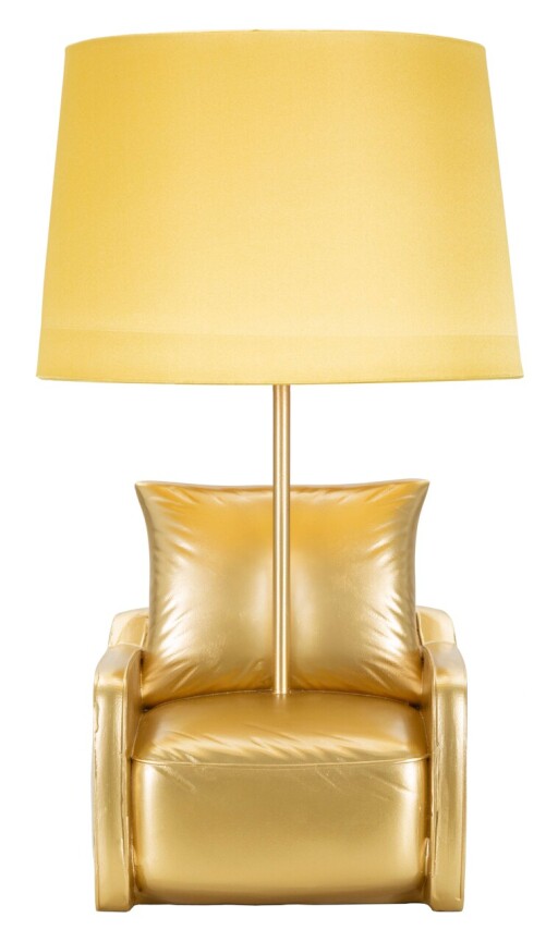 Lampa de masa Midcentury, Mauro Ferretti, 1 x E27, 40W, 26x46 cm, polirasina/fier, auriu