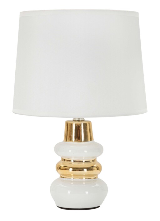 Lampa de masa Liara, Mauro Ferretti, 1 x E14, 40W, 23x32 cm, ceramica/fier, alb/auriu