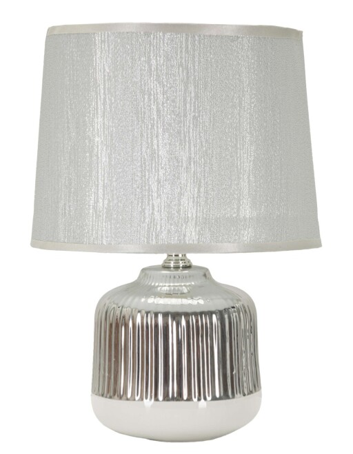 Lampa de masa Lucina, Mauro Ferretti, 1 x E14, 40W, 20x29 cm, ceramica/fier, alb/argintiu