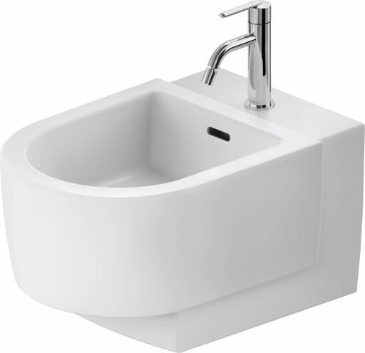 Bideu suspendat Duravit Balcoon 37x54cm  ventil pop-up cu capac ceramic  DuraShield  alb mat