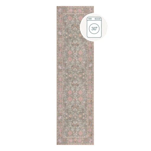 Covor tip traversă verde deschis lavabil 60x230 cm Una Floral – Flair Rugs