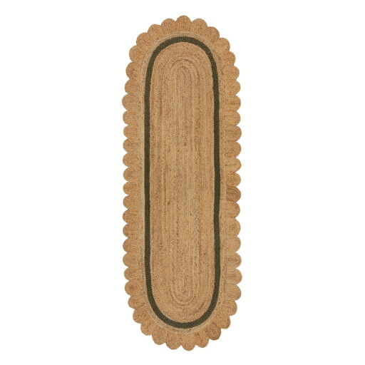 Covor tip traversă verde închis/în culoare naturală țesut manual din iută 80x230 cm Grace Green – Flair Rugs