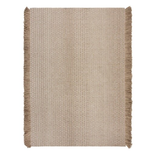 Covor bej țesut manual din amestesc de lână 200x290 cm Rene Fringed Ribbed – Flair Rugs