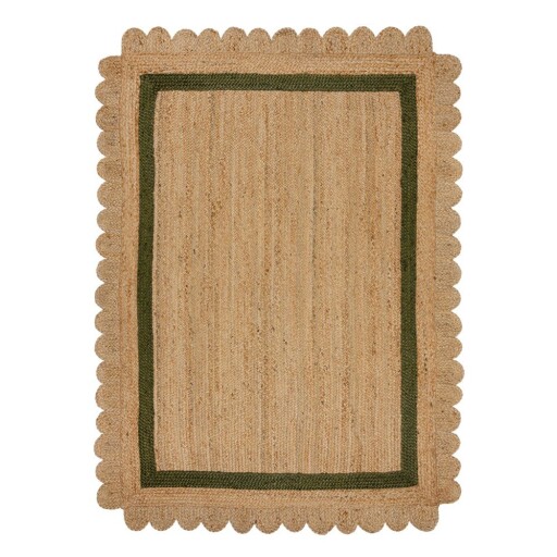 Covor verde închis/în culoare naturală țesut manual din iută 200x290 cm Grace Green – Flair Rugs