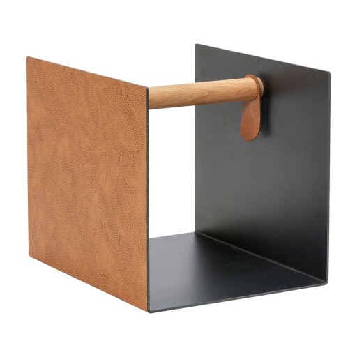 Cutie de depozitare neagră/în culoare naturală din metal și din piele ecologică decorativă 32x38x31 cm Bull – LIND DNA