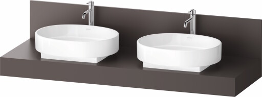 Consola pentru lavoar Duravit Balcoon Decor 160cm  cu doua decupaje  maro mat